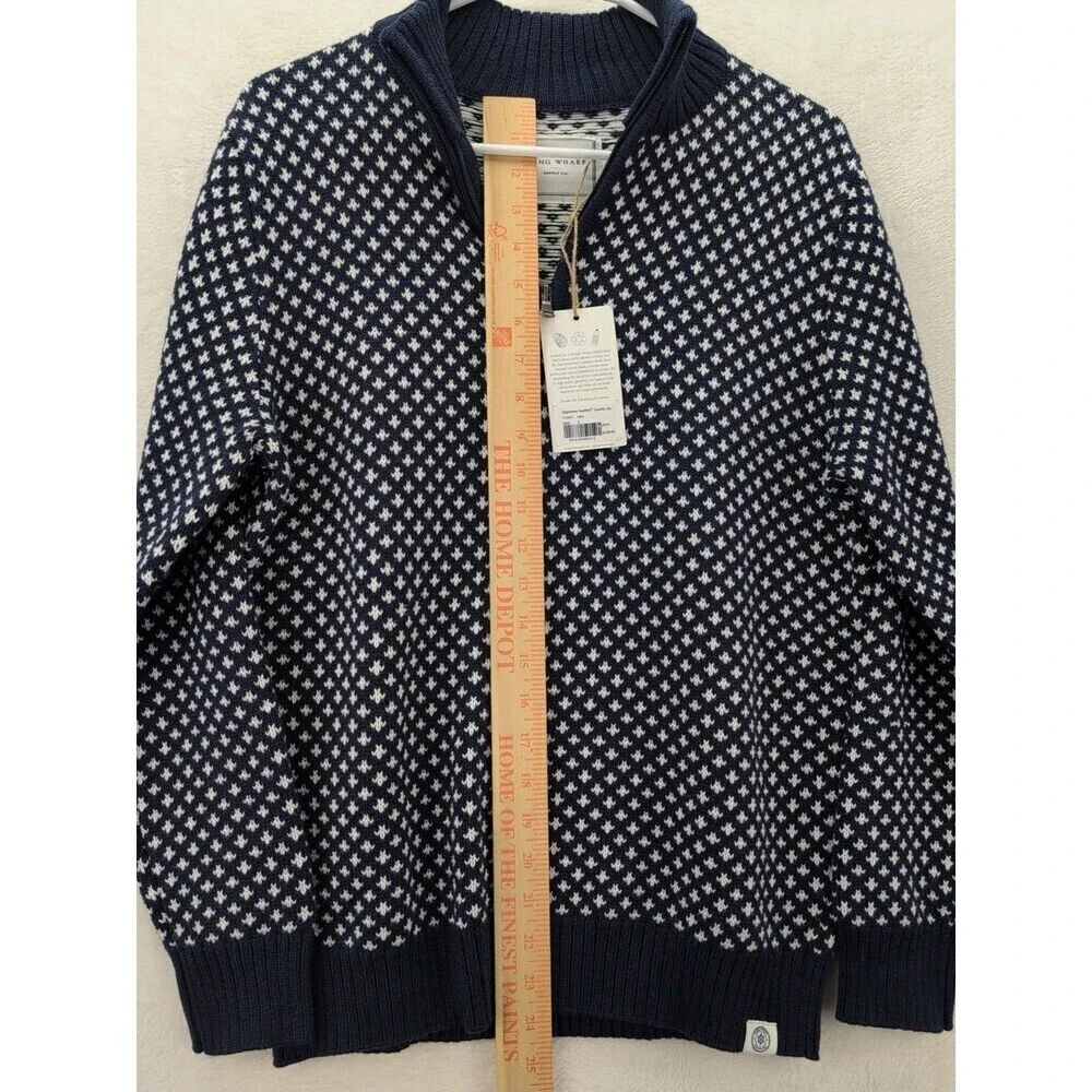 Long Wharf Supply Co Edgartown SeaWell Quarter Zip Navy Blue Sweater NWT Small
